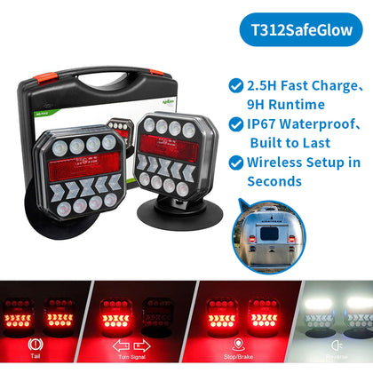 AgriEyes T312|T033| T28|T212 Halo Wireless Trailer Lights Kit – Portable, Magnetic, Rechargeable LED Tow Lights